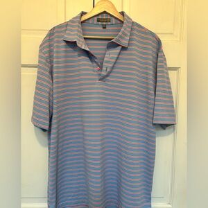 Peter Millar Blue and Pink Striped Polo Shirt